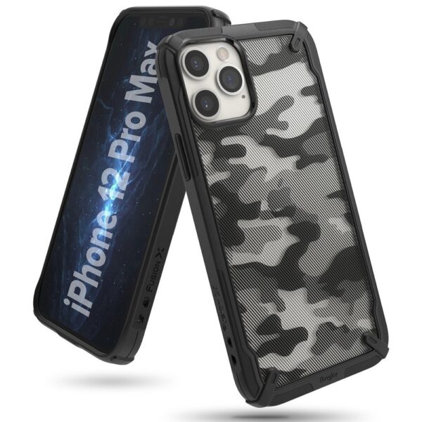 Θήκη iPhone 12 Pro Max Ringke Fusion X Design durable PC Case with TPU Bumper Camo Black Basic XDAP0017