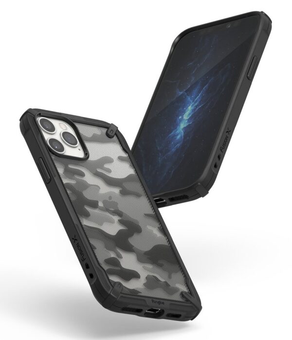 Θήκη iPhone 12 Pro Max Ringke Fusion X Design durable PC Case with TPU Bumper Camo Black Basic XDAP0017