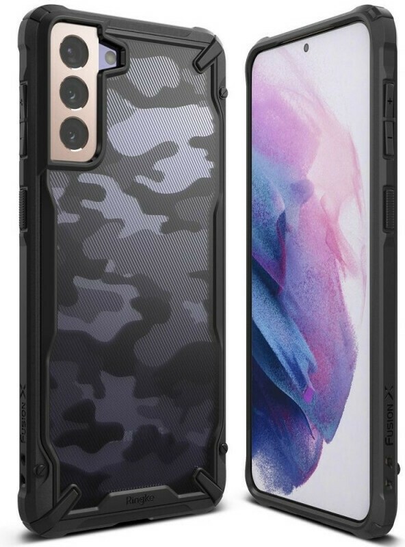 Θήκη Samsung Galaxy S21 5G Ringke Fusion X Design durable PC Case with TPU Bumper Camo Black Basic RINXDSG0044