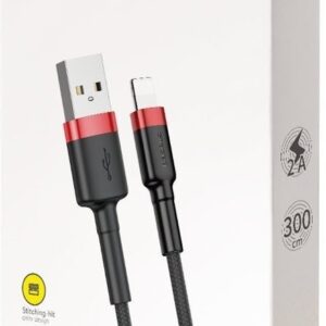 Baseus Καλώδιο Cafule Braided USB to Lightning Cable Μαύρο - Κόκκινο 3m (CALKLF-R91)