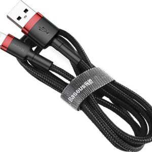 Baseus Καλώδιο Cafule Braided USB to Lightning Cable Μαύρο - Κόκκινο 3m (CALKLF-R91)