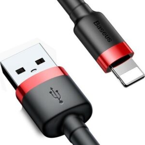 Baseus Καλώδιο Cafule Braided USB to Lightning Cable Μαύρο - Κόκκινο 3m (CALKLF-R91)