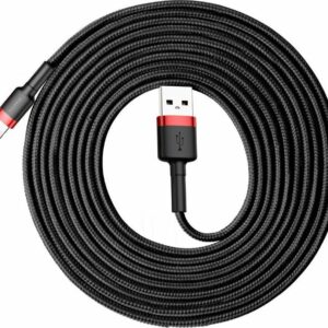 Baseus Καλώδιο Cafule Braided USB to Lightning Cable Μαύρο - Κόκκινο 3m (CALKLF-R91)