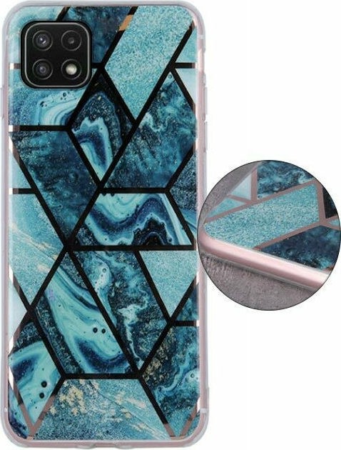 Θήκη Samsung Galaxy A22 5G Σιλικόνης Σκούρο Μπλε Geometric Marmur Case Dark Blue