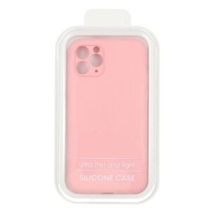iPhone 12 Pro Θήκη Σιλικόνης Απαλό Ροζ Vennus Real Smooth Silicone Case Light Pink