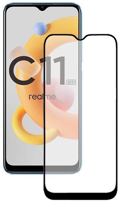 Realme C11 2021 / C20 Προστατευτικό Τζαμάκι Μαύρο 10D 9H Full Coverage Tempered Glass Black