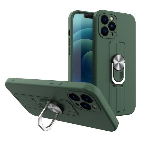 Samsung Galaxy A32 5G Θήκη Σιλικόνης Σκούρο Πράσινη Ring Case Silicone Case with Finger Grip and Stand Dark Green