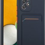 Samsung Galaxy A33 5G Θήκη Σιλικόνης Σκούρο Μπλε Skin Feel Card Contrast Color Button TPU Phone Case Dark Blue