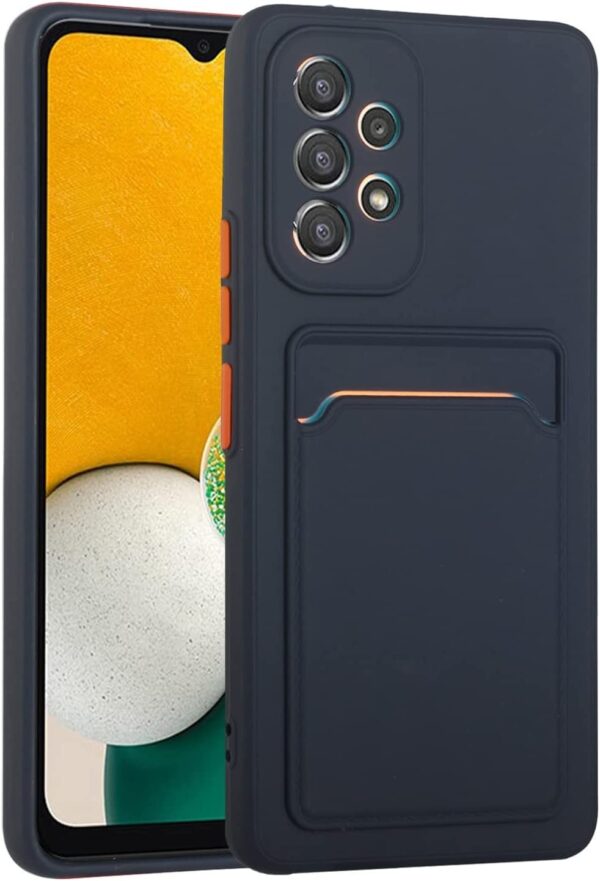Samsung Galaxy A33 5G Θήκη Σιλικόνης Σκούρο Μπλε Skin Feel Card Contrast Color Button TPU Phone Case Dark Blue
