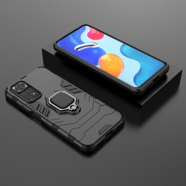 Xiaomi Redmi Note 11 / Note 11S Σκληρή Θήκη Μαύρη Με Σταντ Shockproof PC + TPU Phone Case with Magnetic Ring Holder Black