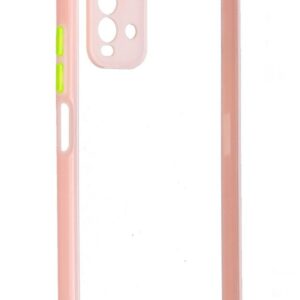 Forcell Xiaomi Redmi 9T Color Button Θήκη με Πλαίσιο Σιλικόνης Διάφανη - Pink
