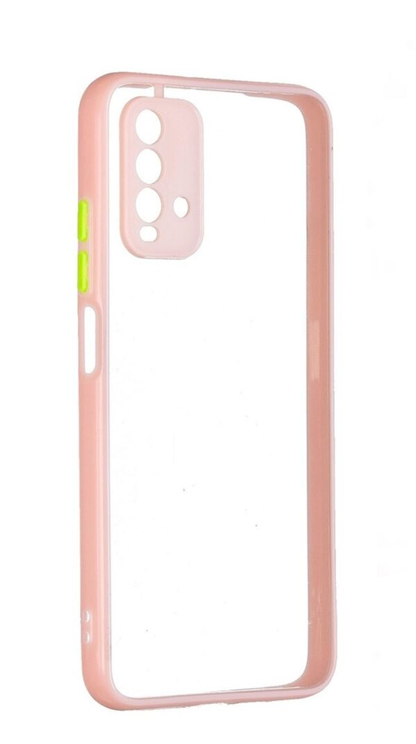 Forcell Xiaomi Redmi 9T Color Button Θήκη με Πλαίσιο Σιλικόνης Διάφανη - Pink