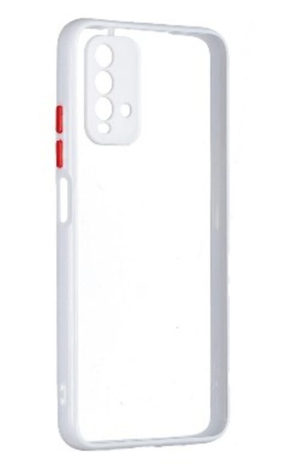 Forcell Xiaomi Redmi 9T Color Button Θήκη με Πλαίσιο Σιλικόνης Διάφανη - White