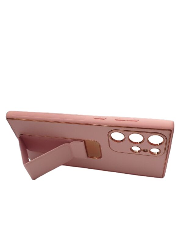 Tel Protect Samsung Galaxy S22 Ultra 5G Luxury Stand Θήκη Σιλικόνης - Pink