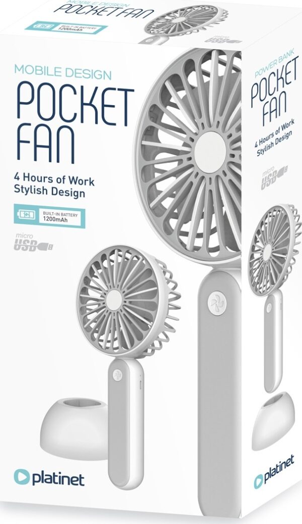 Platinet Rechargeable Desk Fan 1200 mah White/Grey PRDF6108