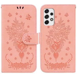 Samsung Galaxy A53 5G Θήκη Βιβλίο Ροζ Butterfly Rose Embossed Phone Case Pink