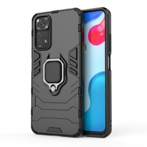 Xiaomi Redmi Note 11 / Note 11S Σκληρή Θήκη Μαύρη Με Σταντ Shockproof PC + TPU Phone Case with Magnetic Ring Holder Black