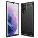 Samsung Galaxy S22 Ultra 5G Θήκη Σιλικόνης Μαύρη Brushed Carbon Fiber Silicone Case Black