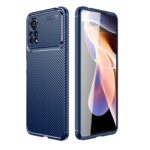 Xiaomi Poco X4 Pro 5G Θήκη Σιλικόνης Μπλε Precise Hole Carbon Fiber Texture Shockproof TPU Phone Case Blue