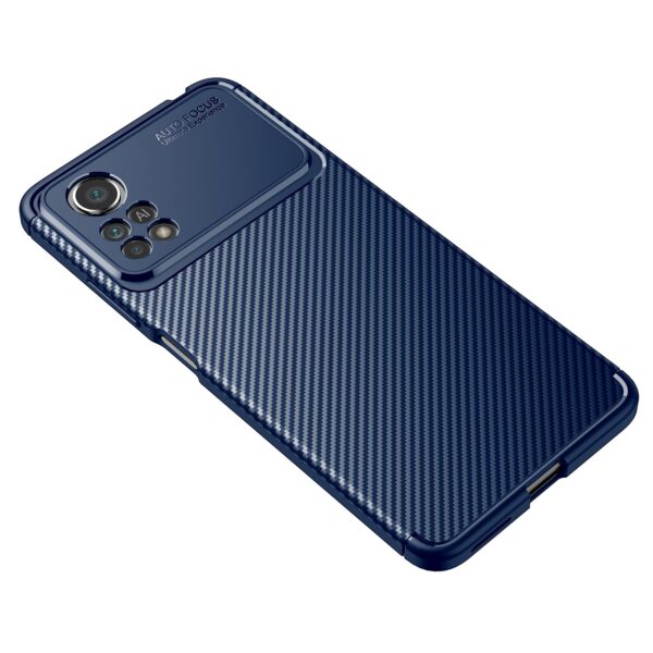 Xiaomi Poco X4 Pro 5G Θήκη Σιλικόνης Μπλε Precise Hole Carbon Fiber Texture Shockproof TPU Phone Case Blue