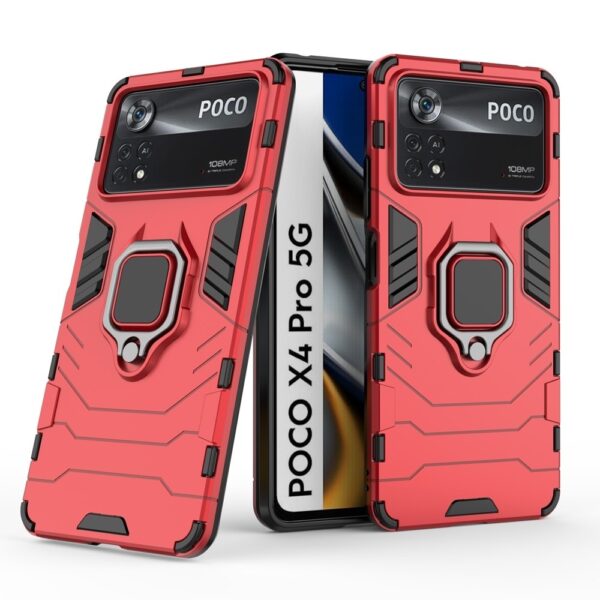 Xiaomi Poco X4 Pro 5G Θήκη Κόκκινη Με Σταντ Shockproof PC + TPU Protective Phone Case with Magnetic Ring Holder Red Xiaomi Poco X4 Pro 5G Θήκη Κόκκινη Με Σταντ Shockproof PC + TPU Protective Phone Case with Magnetic Ring Holder Red