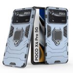 Xiaomi Poco X4 Pro 5G Θήκη Μπλε Με Σταντ Shockproof PC + TPU Protective Phone Case with Magnetic Ring Holder Blue