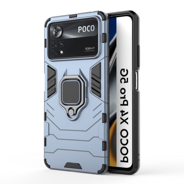 Xiaomi Poco X4 Pro 5G Θήκη Μπλε Με Σταντ Shockproof PC + TPU Protective Phone Case with Magnetic Ring Holder Blue