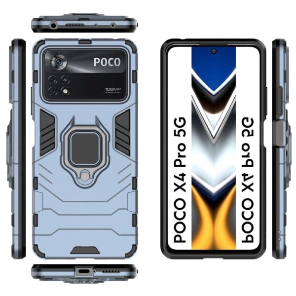 Xiaomi Poco X4 Pro 5G Θήκη Μπλε Με Σταντ Shockproof PC + TPU Protective Phone Case with Magnetic Ring Holder Blue