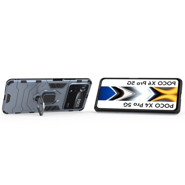 Xiaomi Poco X4 Pro 5G Θήκη Μπλε Με Σταντ Shockproof PC + TPU Protective Phone Case with Magnetic Ring Holder Blue