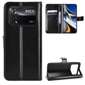 Xiaomi Poco X4 Pro 5G Θήκη Βιβλίο Μαύρο Crazy Horse Texture Horizontal Flip Phone Case Black