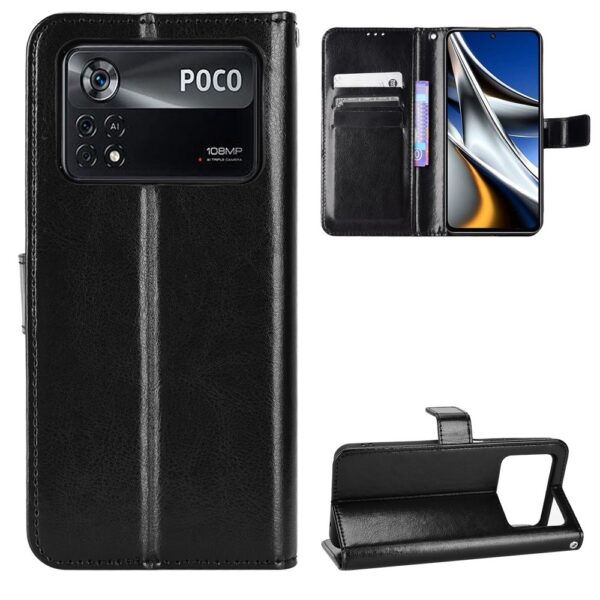 Xiaomi Poco X4 Pro 5G Θήκη Βιβλίο Μαύρο Crazy Horse Texture Horizontal Flip Phone Case Black