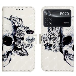 Xiaomi Poco X4 Pro 5G Θήκη Βιβλίο 3D Painting Horizontal Flip Case Skull