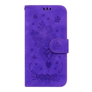 Xiaomi Poco X4 Pro 5G Θήκη Βιβλίο Μωβ Butterfly Rose Embossed Phone Case Purple