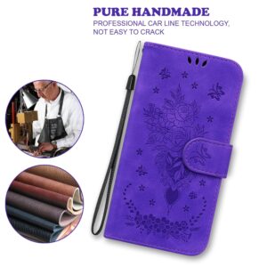 Xiaomi Poco X4 Pro 5G Θήκη Βιβλίο Μωβ Butterfly Rose Embossed Phone Case Purple