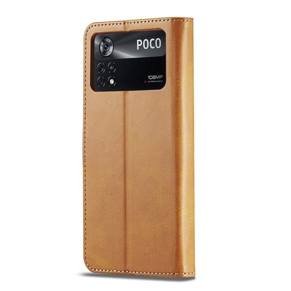 Xiaomi Poco X4 Pro 5G Θήκη Βιβλίο Ανοιχτό Καφέ LC.IMEEKE Calf Texture Phone Case Light Brown