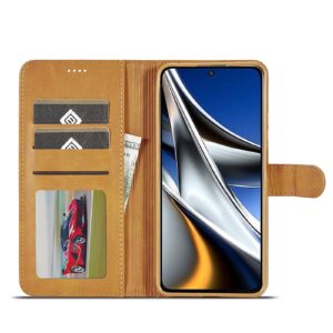 Xiaomi Poco X4 Pro 5G Θήκη Βιβλίο Ανοιχτό Καφέ LC.IMEEKE Calf Texture Phone Case Light Brown