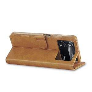 Xiaomi Poco X4 Pro 5G Θήκη Βιβλίο Ανοιχτό Καφέ LC.IMEEKE Calf Texture Phone Case Light Brown