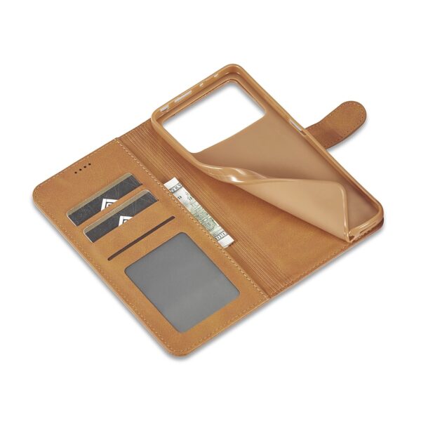 Xiaomi Poco X4 Pro 5G Θήκη Βιβλίο Ανοιχτό Καφέ LC.IMEEKE Calf Texture Phone Case Light Brown