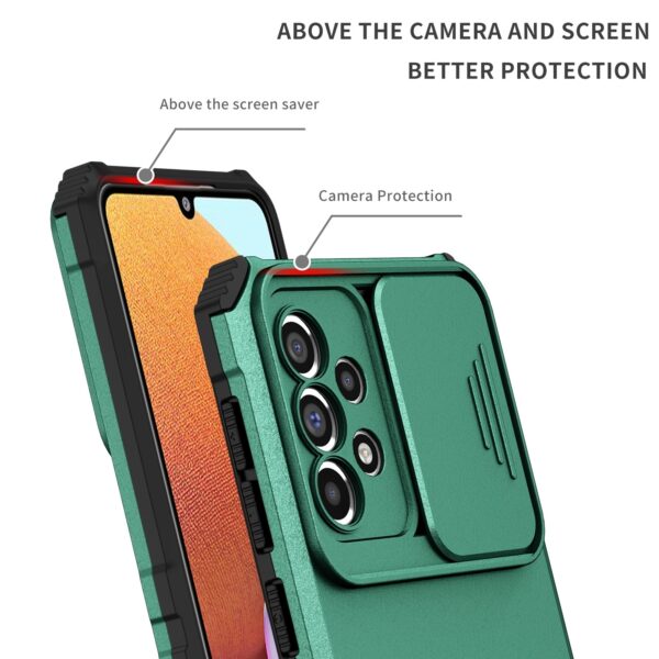 Samsung Galaxy A33 5G Θήκη Σκούρο Πράσινη Stereoscopic Holder Sliding Camshield Phone Case Dark Green