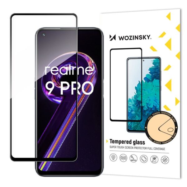 Realme 9 Pro Προστατευτικό Τζαμάκι Μαύρο Wozinsky Full Glue Full Face Tempered Glass Black
