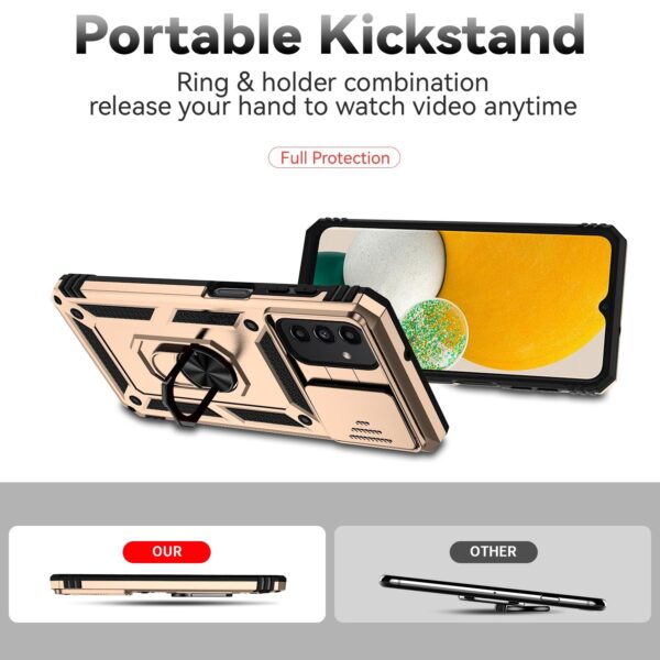 Samsung Galaxy A13 4G Θήκη Χρυσή Με Σταντ Sliding Camshield Holder Phone Case Gold