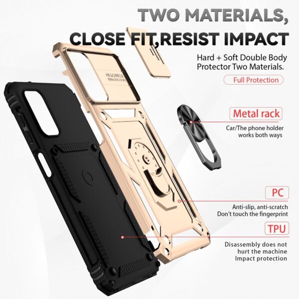 Samsung Galaxy A13 4G Θήκη Χρυσή Με Σταντ Sliding Camshield Holder Phone Case Gold