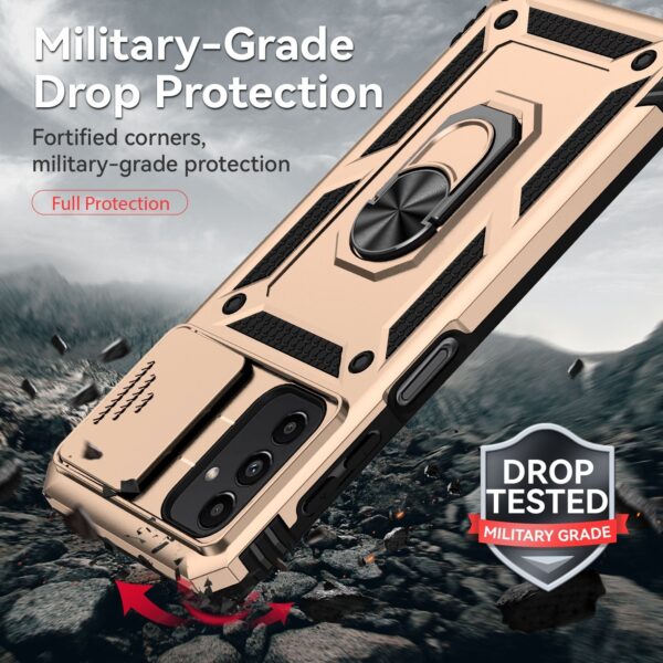 Samsung Galaxy A13 4G Θήκη Χρυσή Με Σταντ Sliding Camshield Holder Phone Case Gold