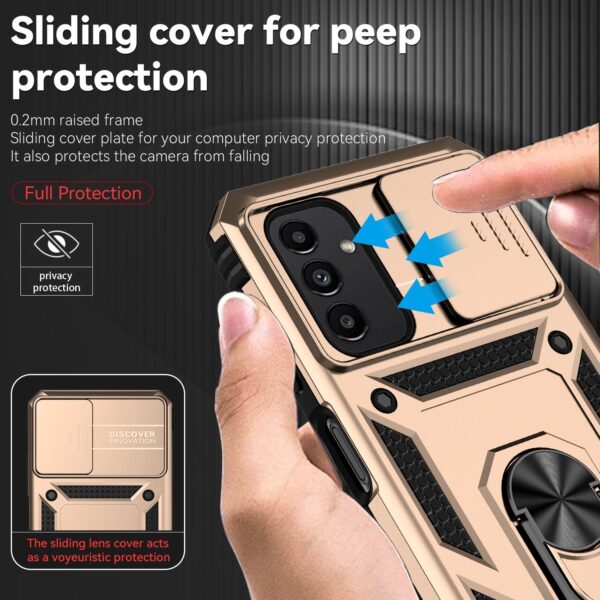Samsung Galaxy A13 4G Θήκη Χρυσή Με Σταντ Sliding Camshield Holder Phone Case Gold