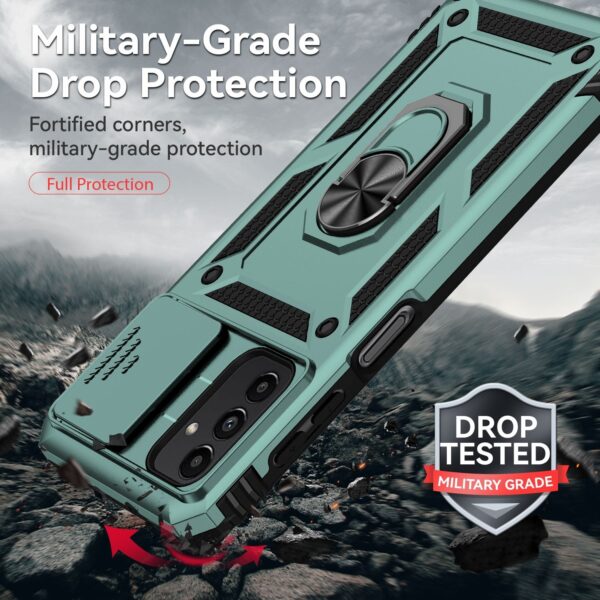 Samsung Galaxy A13 4G Θήκη Σκούρο Πράσινη Με Σταντ Sliding Camshield Holder Phone Case Dark Green