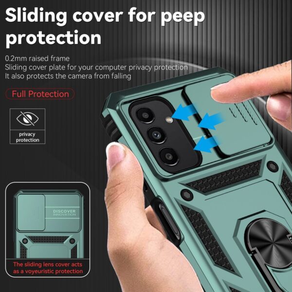 Samsung Galaxy A13 4G Θήκη Σκούρο Πράσινη Με Σταντ Sliding Camshield Holder Phone Case Dark Green