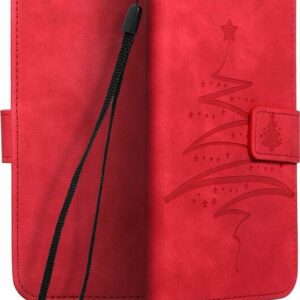 Samsung Galaxy S21 FE Θήκη Βιβλίο Κόκκινο Forcell Mezzo Book Case Christmas Tree Red
