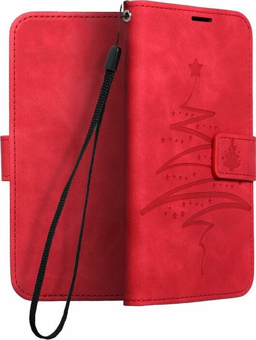 Samsung Galaxy S21 FE Θήκη Βιβλίο Κόκκινο Forcell Mezzo Book Case Christmas Tree Red