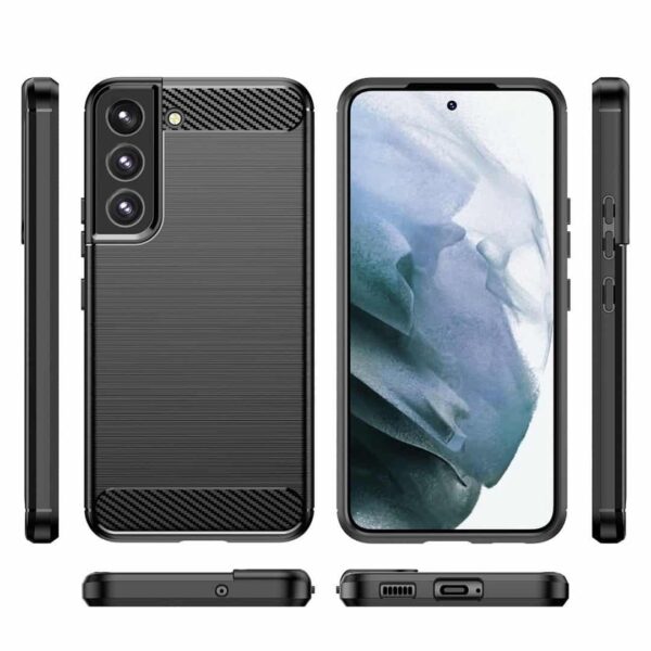 Samsung Galaxy S22 Plus 5G Θήκη Σιλικόνης Μαύρη Brushed Carbon Fiber Silicone Case Black