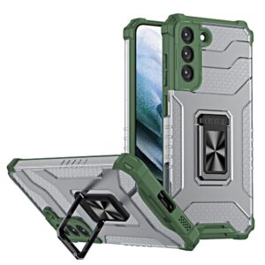 Samsung Galaxy S22 Plus 5G Σκληρή Θήκη Πράσινη Με Σταντ Crystal Ring Case Kickstand Tough Rugged Cover Army Green